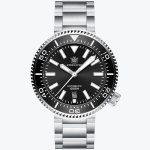 Steeldive 1976 Automatic 300m diver watch with black dial and 3-Link bracelet