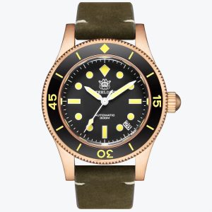Steeldive 1952S Bronze Diver watch with leather strap